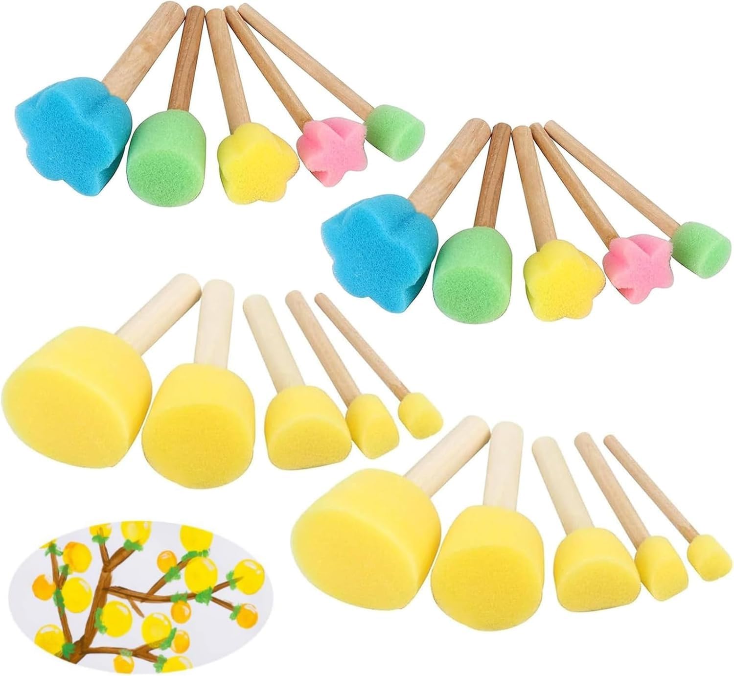 Pinceaux en mousse : kit de 20 pièces idéal pour les enfants en peinture et bricolage