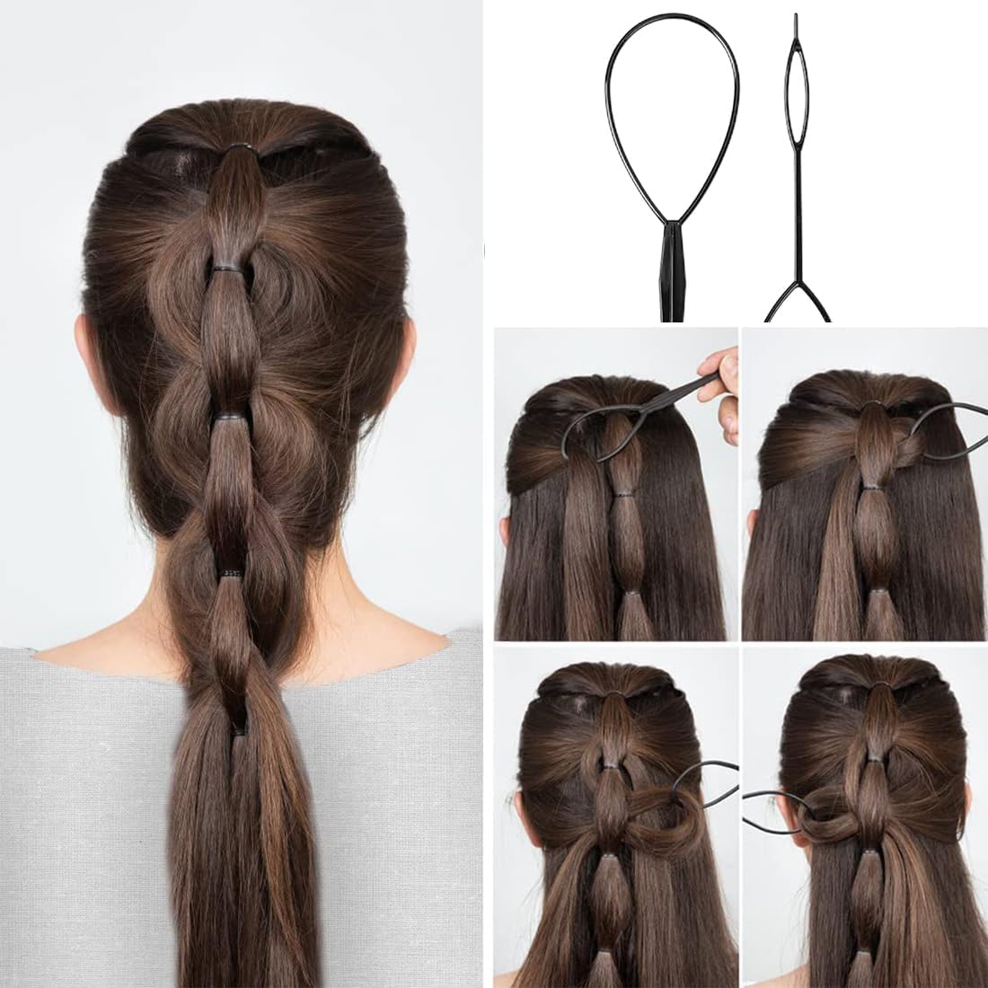 Kit de coiffure de 6 pièces : outil pratique pour créer des tresses élégantes et des queues de cheval parfaites – Image 5