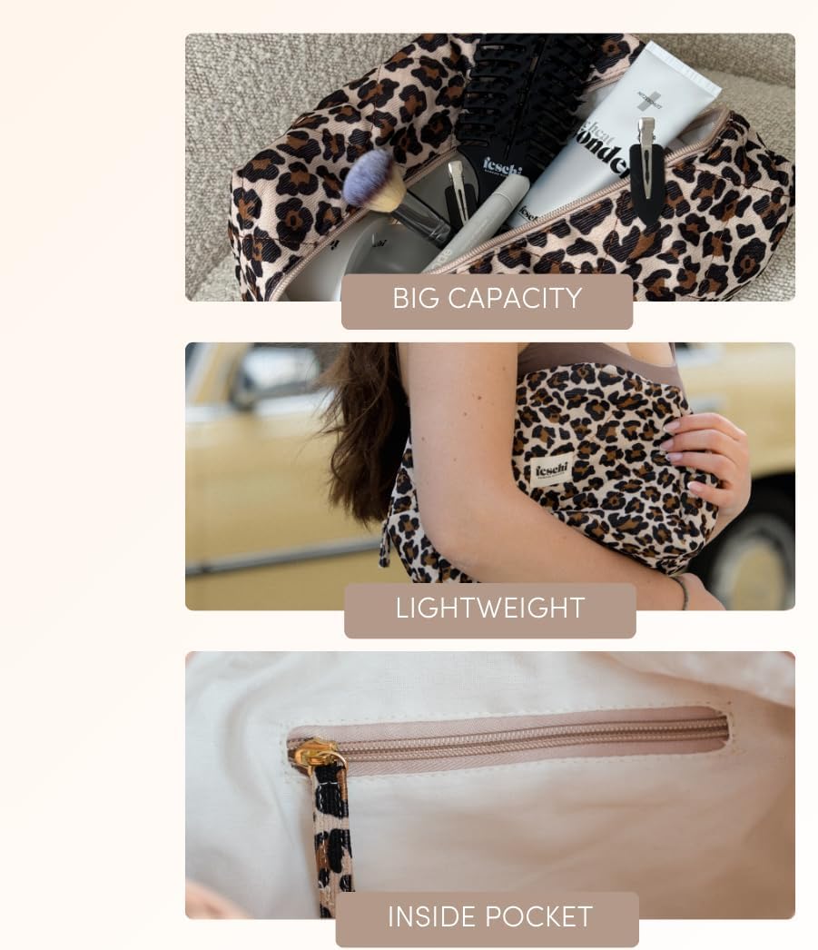 Trousse de beauté surdimensionnée pour les passionnées de soins : élégance léopard et grande capacité pour tous vos essentiels – Image 3