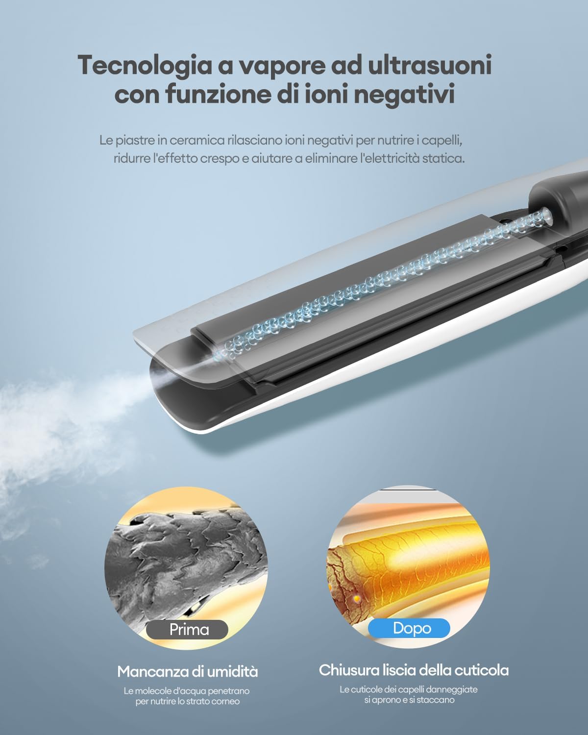 Fer à lisser à vapeur : le choix idéal pour des coiffures lisses et brillantes Découvrez le fer plat à large plaque en céramique de 1,6 pouces avec écran LCD, idéal pour les femmes pressées souhaitant un coiffage rapide et sécurisé grâce à son arrêt automatique après 60 minutes. – Image 4