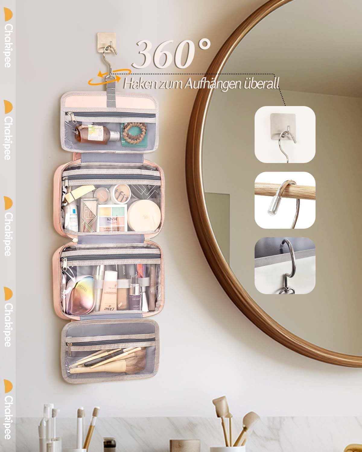 Trousse de toilette à suspendre pour femmes : l'organisateur cosmétique imperméable idéal pour vos voyages – Image 4