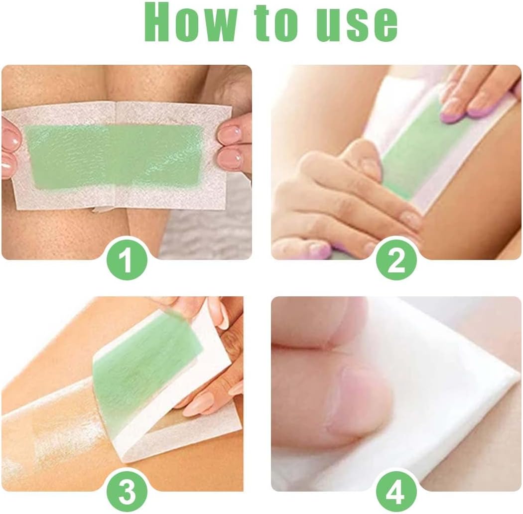 Bandes de cire épilation aloe vera : 20 pièces pour un visage parfaitement lisse et doux Découvrez notre ensemble de 20 bandes de cire, spécialement conçues pour tous les types de peau. Parfaites pour l'épilation des sourcils, du visage et des lèvres, ces bandes enrichies en aloe vera vous garantissent une peau douce et sans irritations. – Image 5