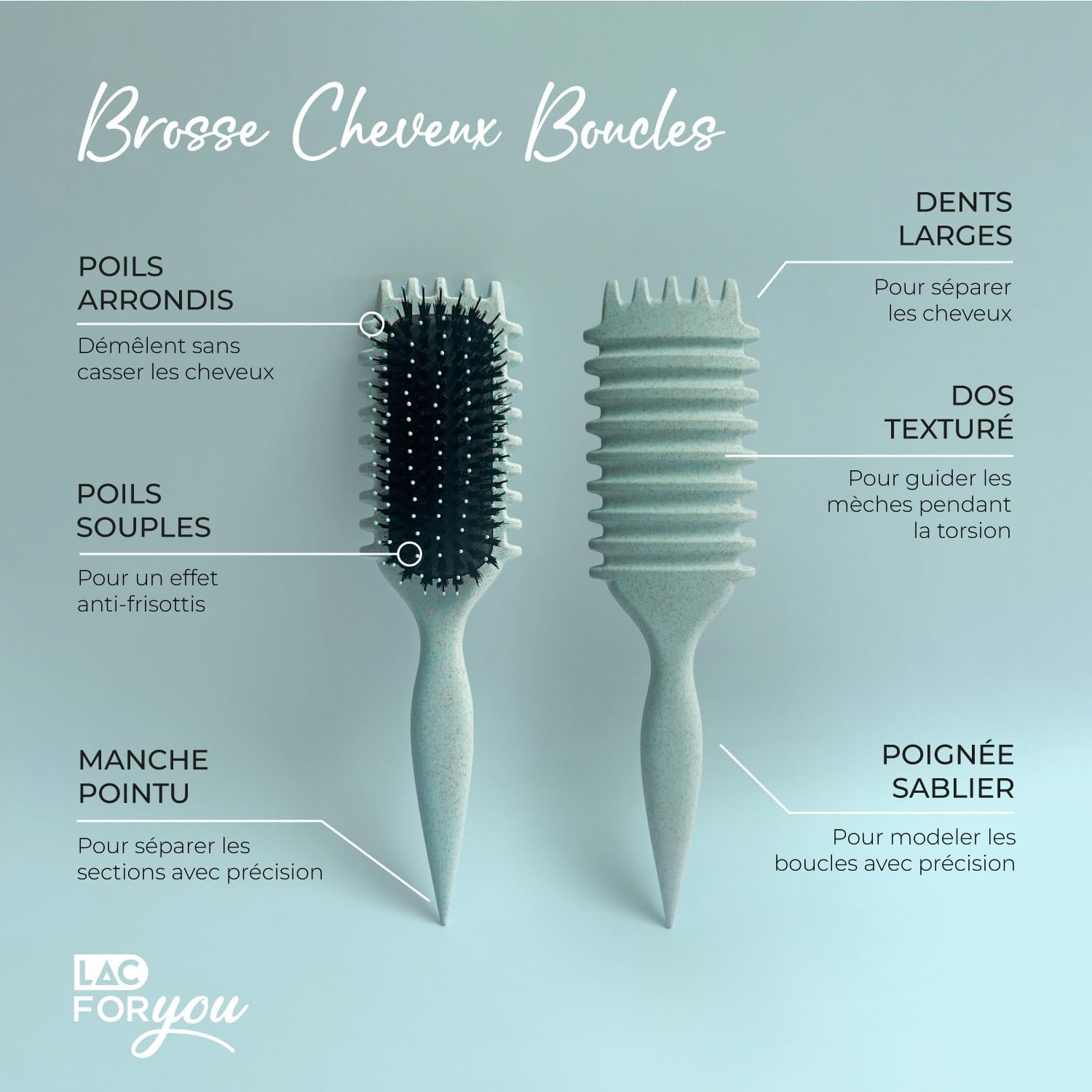 Brosse cheveux bouclés rib : définition parfaite pour boucles rebondies et anti-frizz Pour les cheveux bouclés, une expérience douce et agréable avec sa poignée soft-grip – Image 2