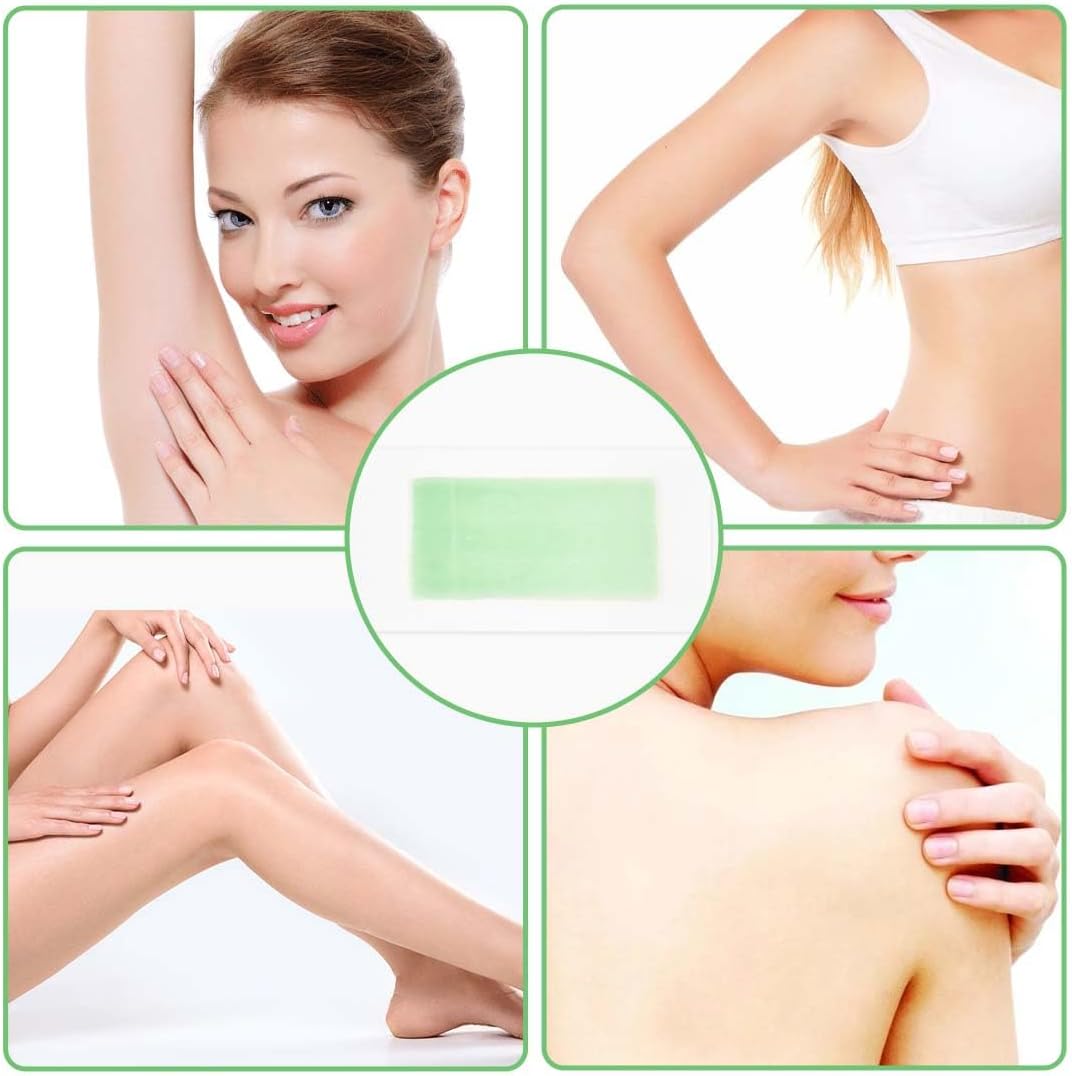 Bandes de cire épilation aloe vera : 20 pièces pour un visage parfaitement lisse et doux Découvrez notre ensemble de 20 bandes de cire, spécialement conçues pour tous les types de peau. Parfaites pour l'épilation des sourcils, du visage et des lèvres, ces bandes enrichies en aloe vera vous garantissent une peau douce et sans irritations. – Image 6