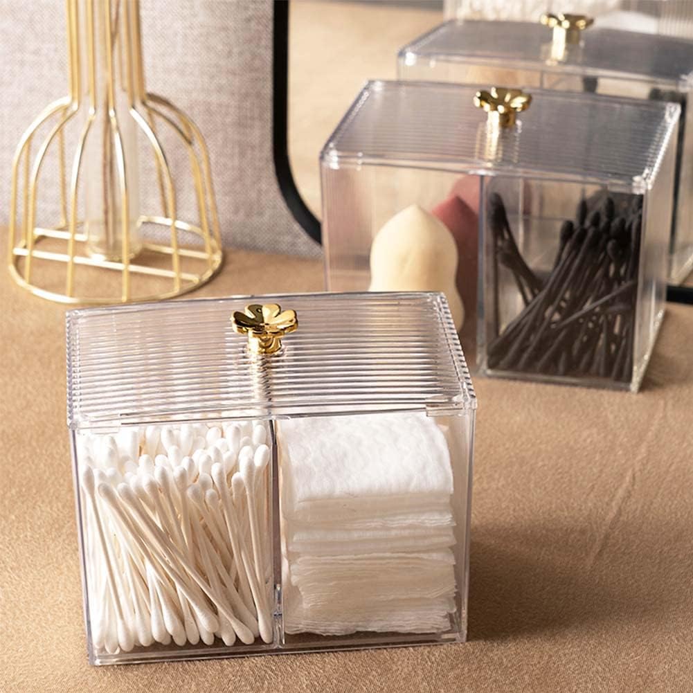 Boite en acrylique transparent pour coton-tige : rangement élégant pour salle de bain et chambre à coucher – Image 4