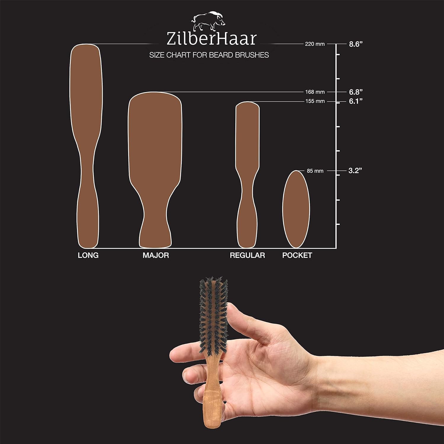 Brosse à barbe régulière : soin du visage pour hommes avec poils de sanglier Découvrez l'alliée idéale pour tous types de barbes, compatible avec baume et huile – Image 6
