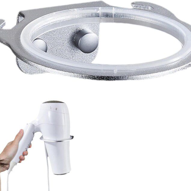 Support de sèche-cheveux : étagère murale sans perçage pour une salle de bain organisée   Organisateur d'outils de coiffure robuste pour un rangement pratique et élégant