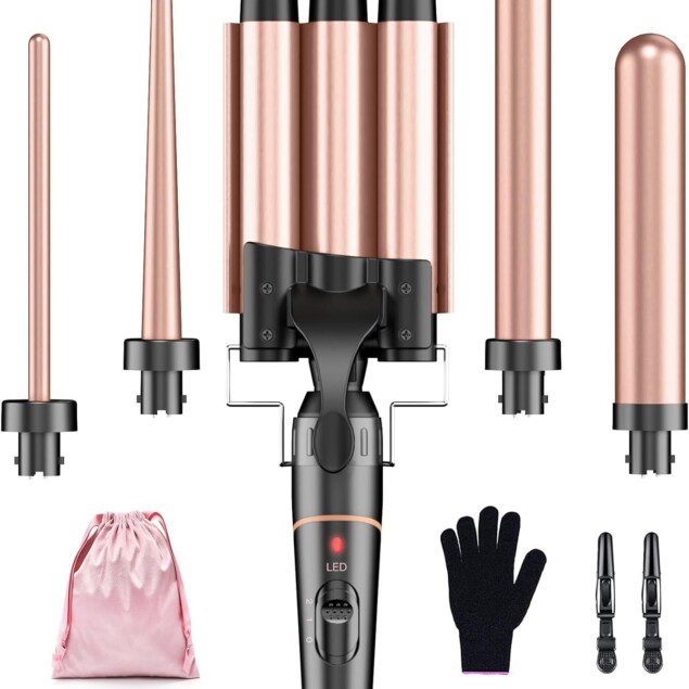 Fer à friser 5 en 1 : ensemble de coiffure pour des grandes boucles élégantes et durables