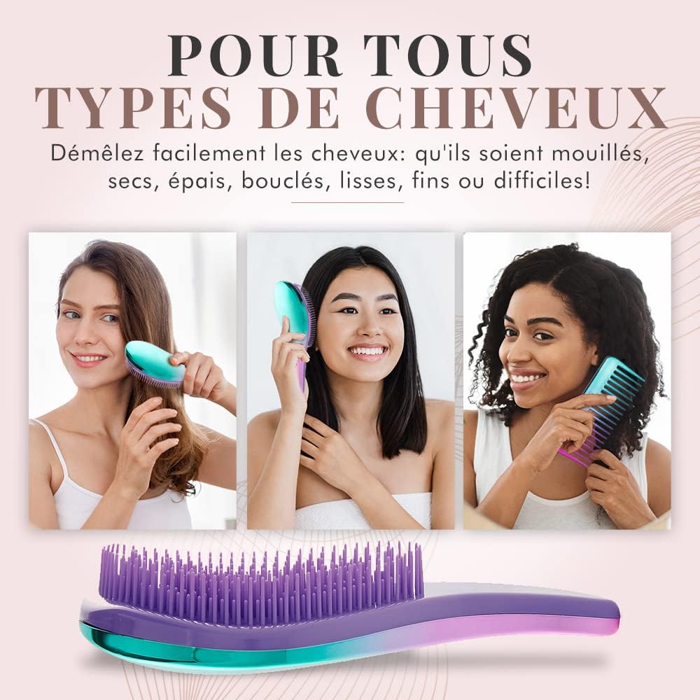 Brosse démêlante et peigne : la solution idéale pour femmes et enfants Découvrez la meilleure brosse démêlante pour cheveux mouillés, secs et bouclés – Image 2