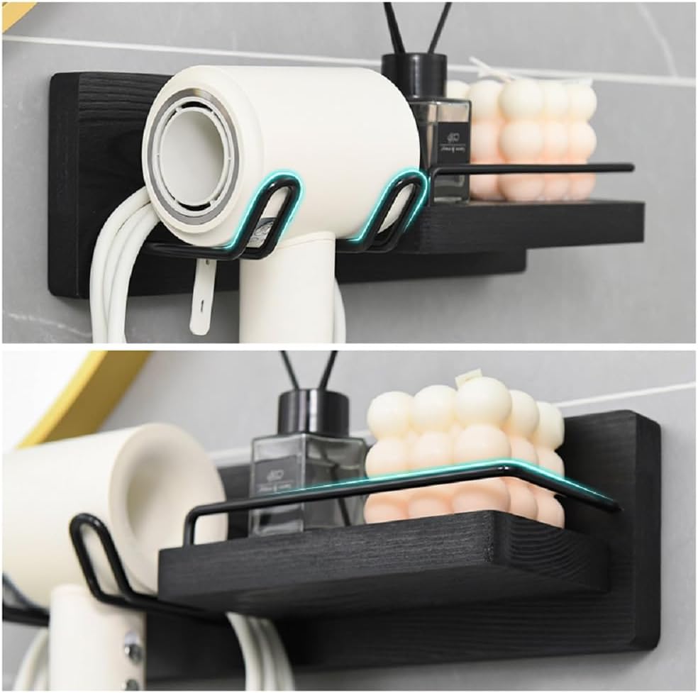 Support sèche cheveux mural en bois : l’accessoire idéal pour une salle de bain élégante et organisée – Image 5