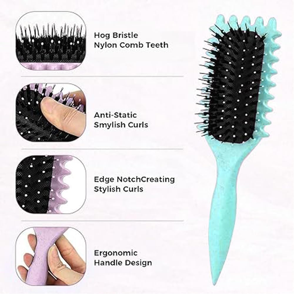 Brosse à cheveux bouclés : l'outil essentiel pour peigner et façonner vos boucles avec élégance Brosse de coiffage en poils de sanglier, idéale pour hommes et femmes souhaitant définir leurs boucles – Image 5