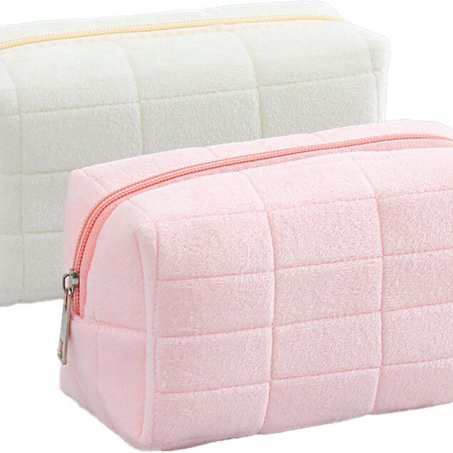 Élégante Trousse de Toilette à Carreaux Mignons
