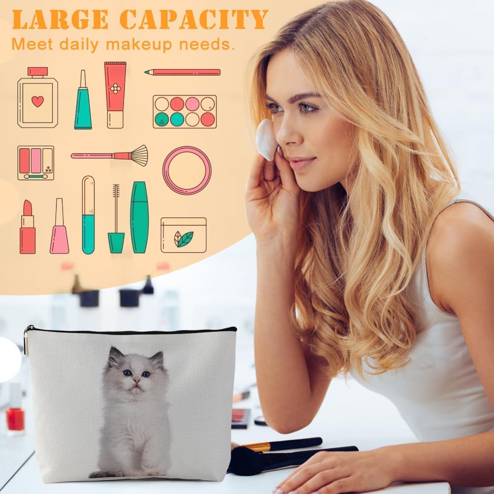 Pochette de maquillage stylée pour amoureux des chats : la trousse de toilette mignonne et portable idéale pour vos festivals et anniversaires – Image 4