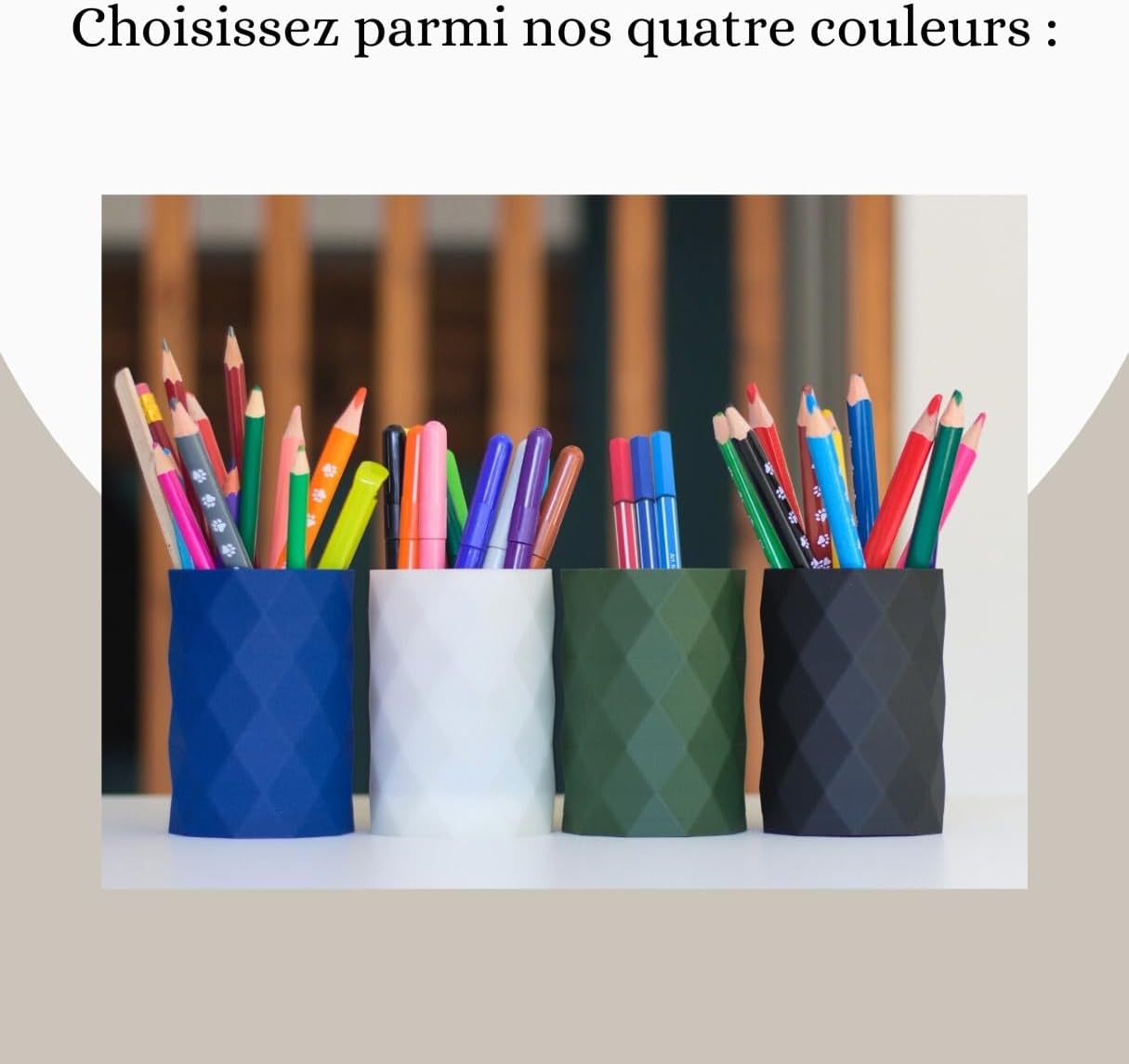 Pot à crayons blanc à motif géométrique : l'accessoire élégant pour votre bureau – Image 7