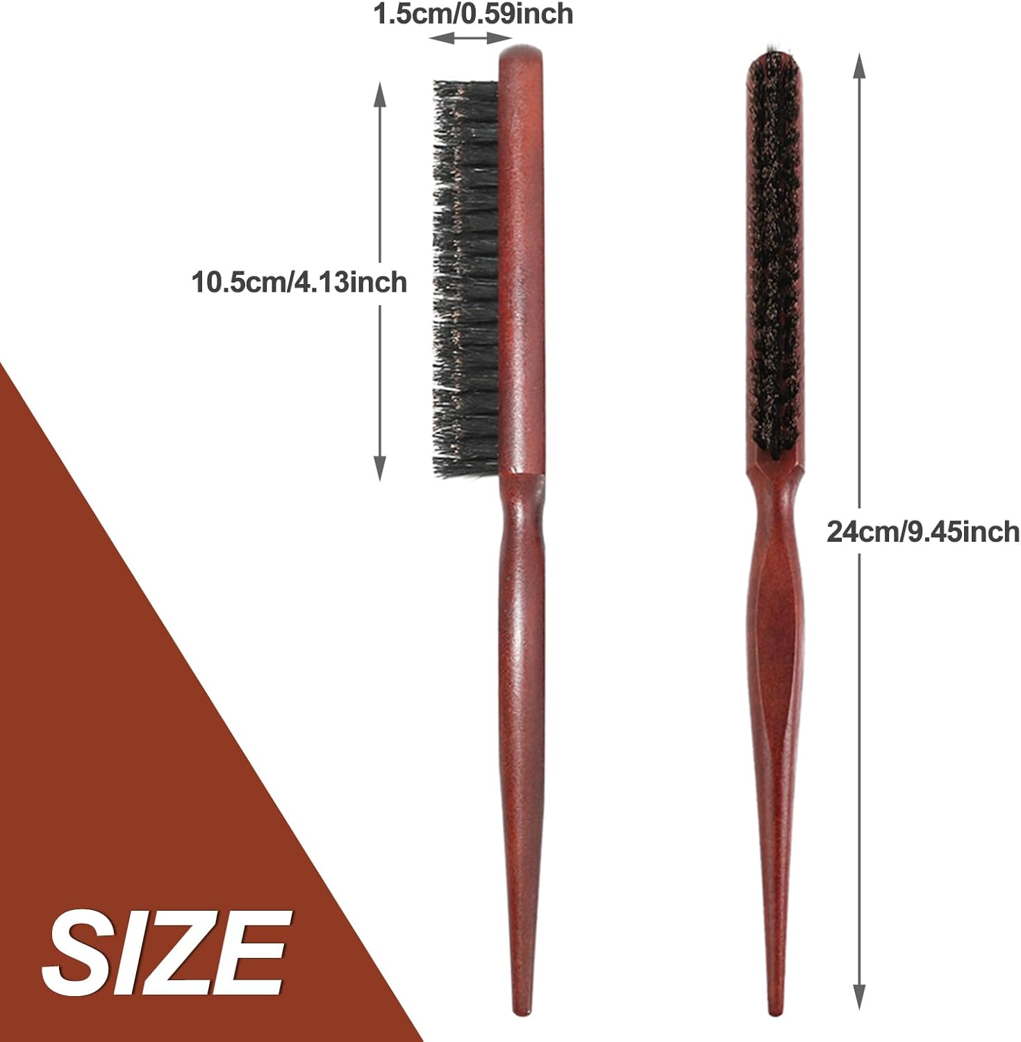 Brosse en poils de sanglier : la solution idéale pour les cheveux longs, épais et bouclés Découvrez la brosse plaquante et de teasing en poils de sanglier, parfaite pour dompter vos cheveux ondulés, secs ou abîmés. – Image 2
