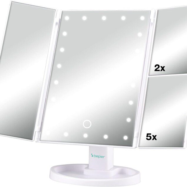  Miroir de maquillage lumineux : l'outil essentiel pour une mise en beauté parfaite   

 Idéal pour les passionnées de maquillage, avec grossissement 1x/2x/5x et éclairage LED 