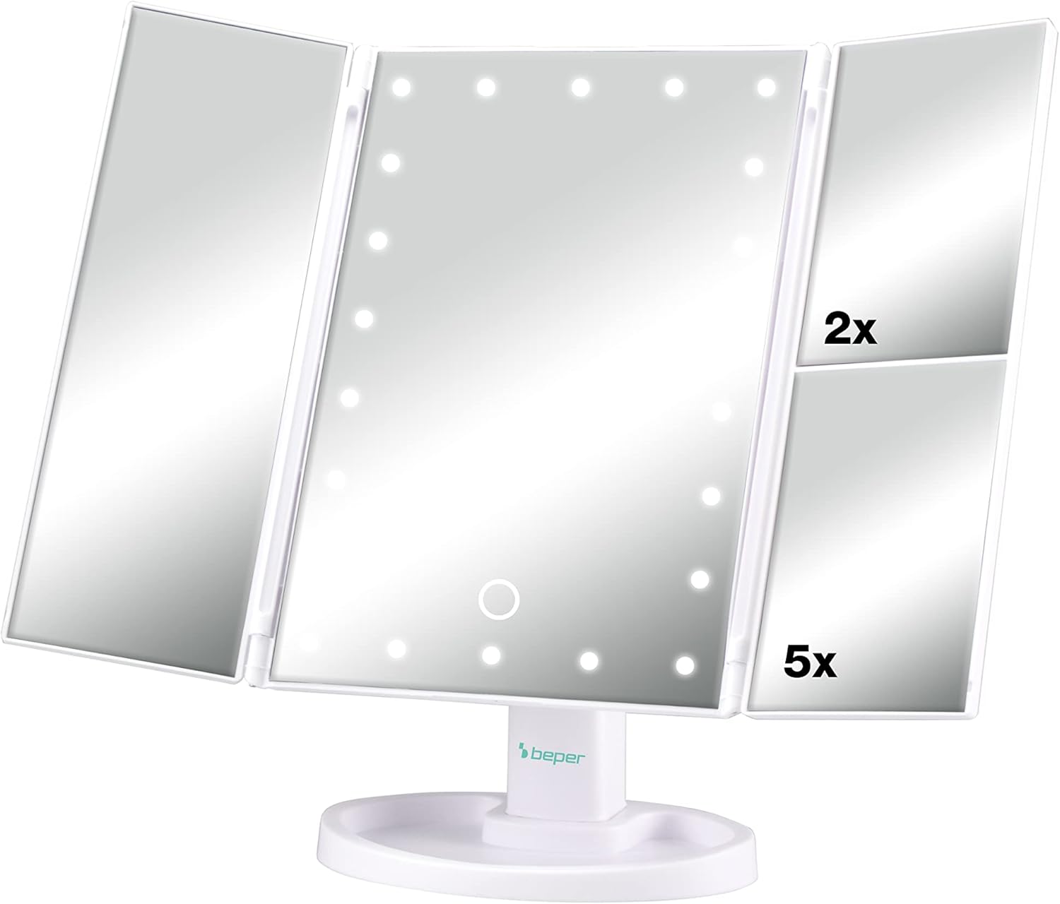 Miroir de maquillage lumineux : l'outil essentiel pour une mise en beauté parfaite   

 Idéal pour les passionnées de maquillage, avec grossissement 1x/2x/5x et éclairage LED