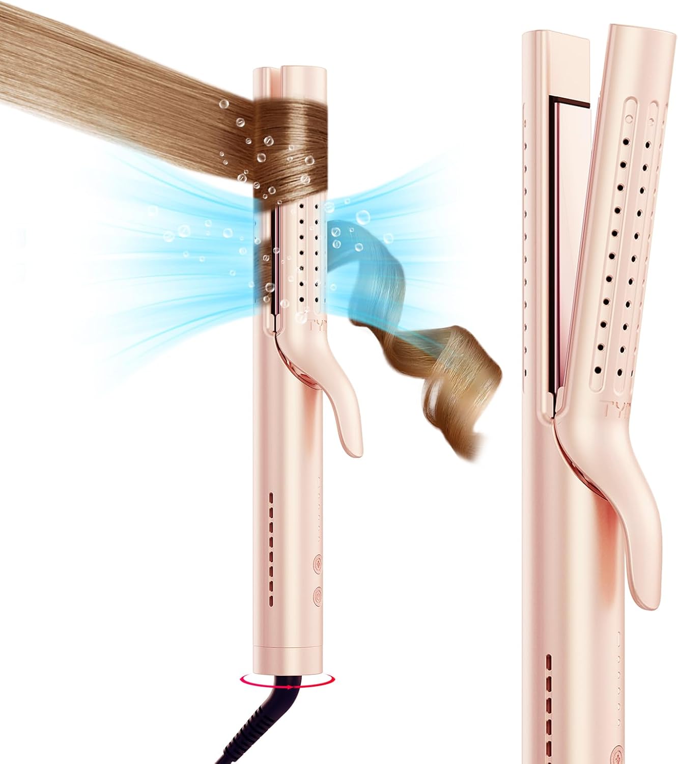 Lisseur boucleur 2 en 1 pour des cheveux lisses et bouclés en un clin d'œil : profitez d'un lissage rapide et de boucles durables