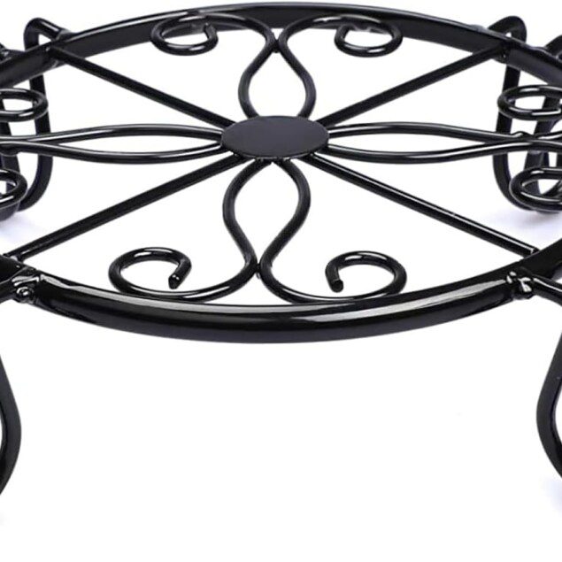 Support de pot de fleurs noir en métal : la touche élégante pour votre jardin, cour ou balcon