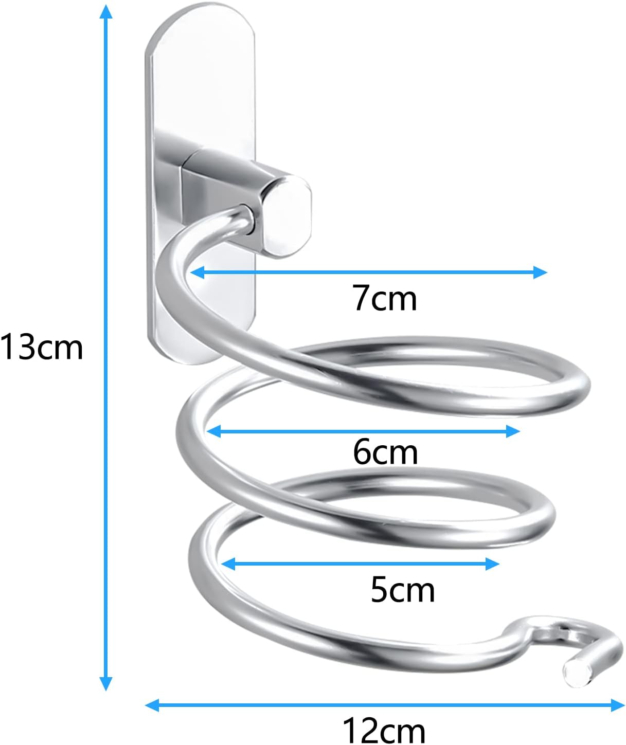 Porte sèche cheveux en spirale : support mural élégant pour la salle de bain et la cuisine Optimisez votre espace avec ce support en aluminium, facile à installer sans perçage, qui garde vos appareils de coiffure à portée de main tout en ajoutant une touche de style à votre décoration. – Image 2