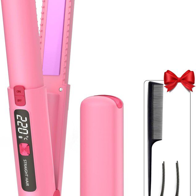 Fer à lisser sans fil : lisseur boucleur 2 en 1 portable pour des cheveux impeccables en voyage