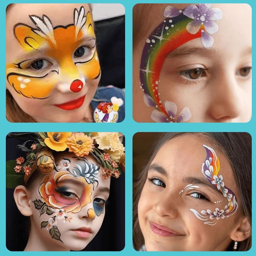 Palette de maquillage professionnelle arc-en-ciel : kit de maquillage non toxique pour enfants et adultes, idéal pour Halloween et les fêtes – Image 7