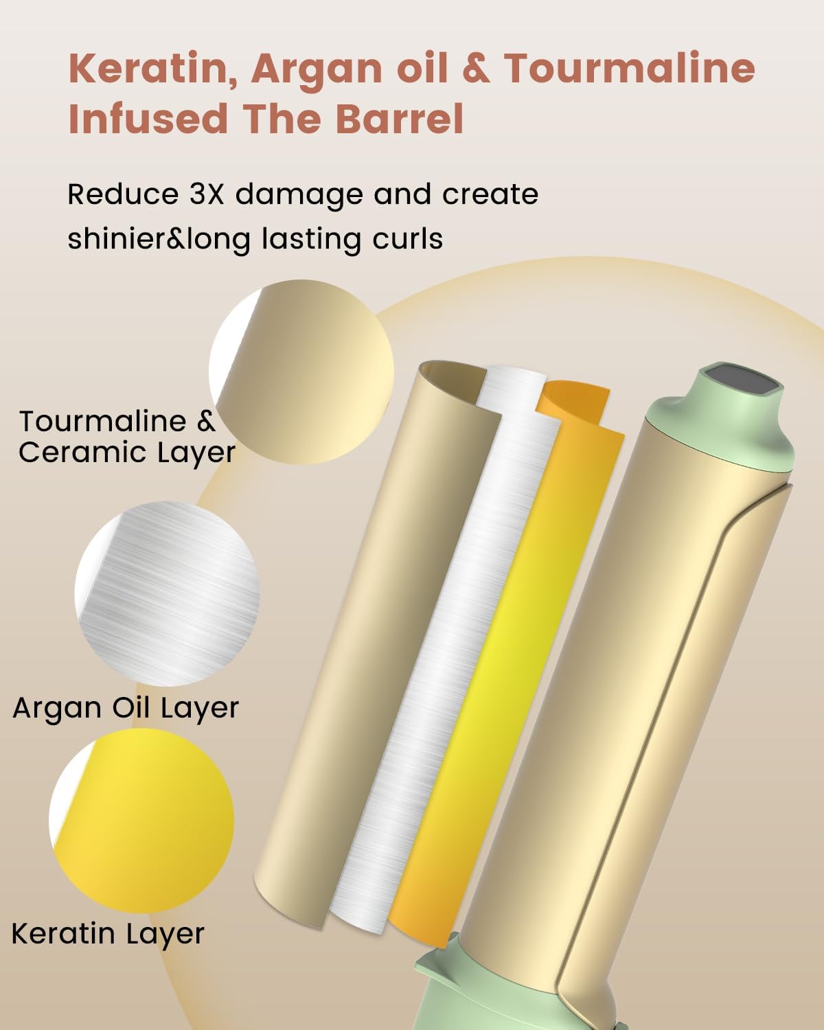 Boucleur à cheveux 25 mm : mini fer à boucler idéal pour cheveux courts et moyens avec 3 températures réglables – Image 4