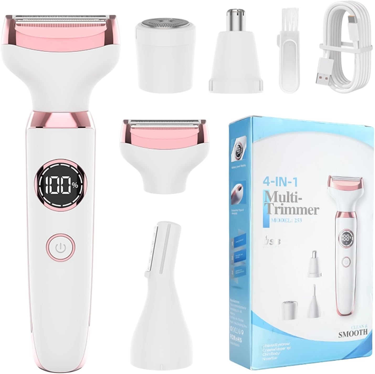 Hiemible Rasoir Électrique pour Femmes - Détachable et Rapide   Idéal pour le Visage, Corps, Jambes et Maillot en Voyage