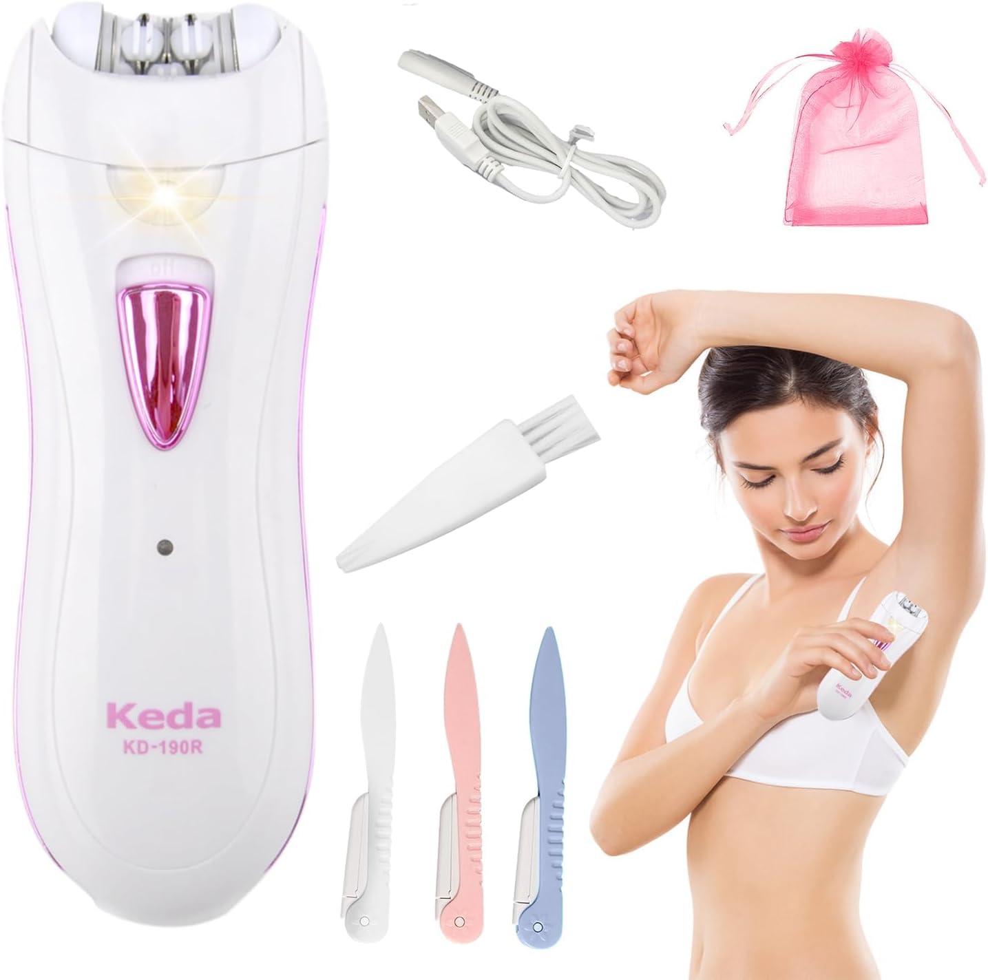 Epilateur électrique pour femme : solution complète d'épilation du visage et du corps avec lumière LED