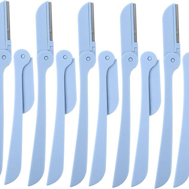 Rasoir à sourcils en inox : 10 pièces pour une épilation précise et confortable   Outils élégants de couleur bleue, idéaux pour les amateurs de beauté