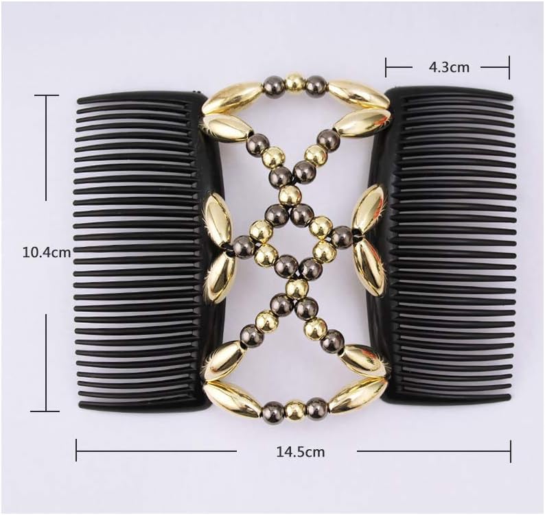 Peignes magiques pour femme : lot de 2 dorés et noirs à perles, l'accessoire ultime pour sublimer vos coiffures – Image 2