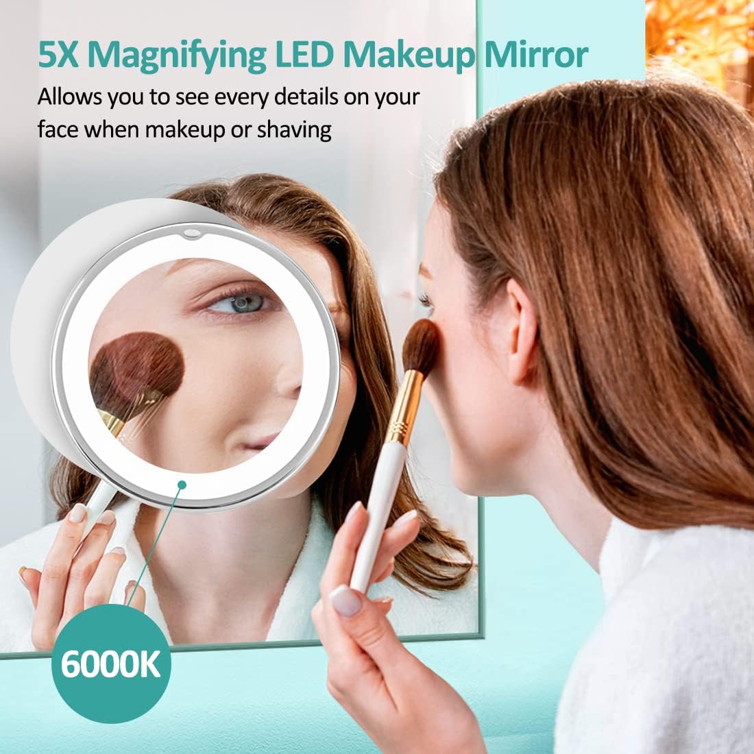 Miroir de rasage grossissant x 5 avec lumière : l'allié idéal pour les voyageurs soucieux de leur look – Image 3