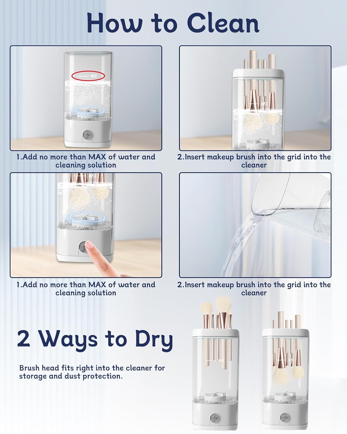 Nettoyeur électrique pour pinceaux de maquillage : nettoyage en profondeur et facilité d'utilisation – Image 4