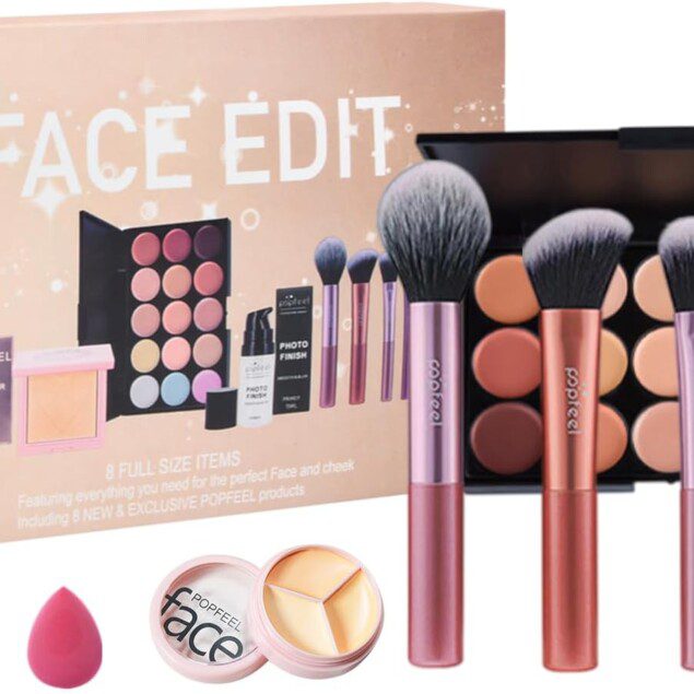 Coffret cadeau de maquillage pour le visage : kit complet avec 15 couleurs de correcteurs et pinceaux, idéal pour sublimer votre beauté
