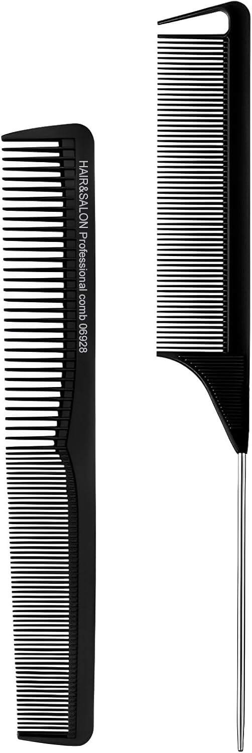 Peigne en fibre de carbone : 2 pièces antistatiques pour coiffure parfaite à la maison