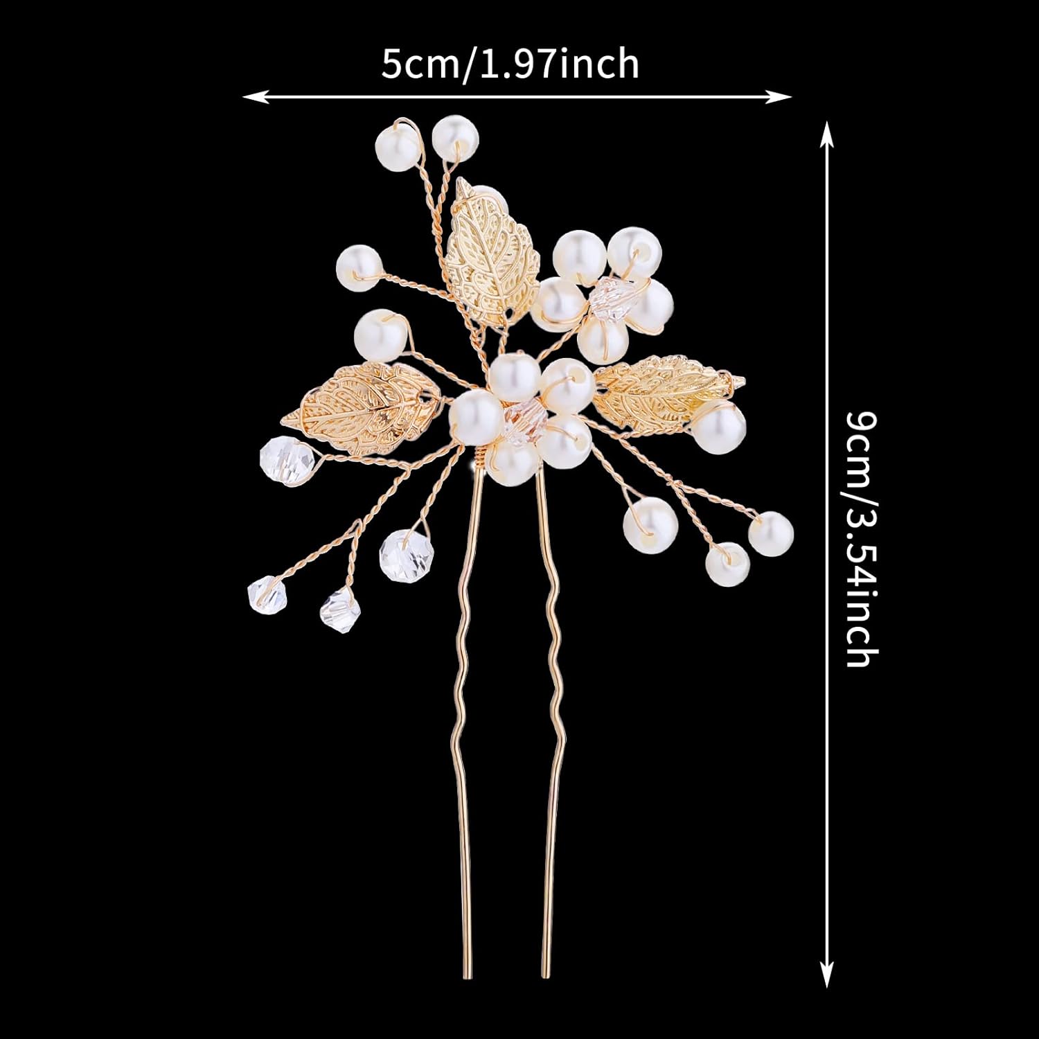Pince à cheveux de mariage : 3 pièces en perles et feuilles pour les mariées et les demoiselles d'honneur – Image 2