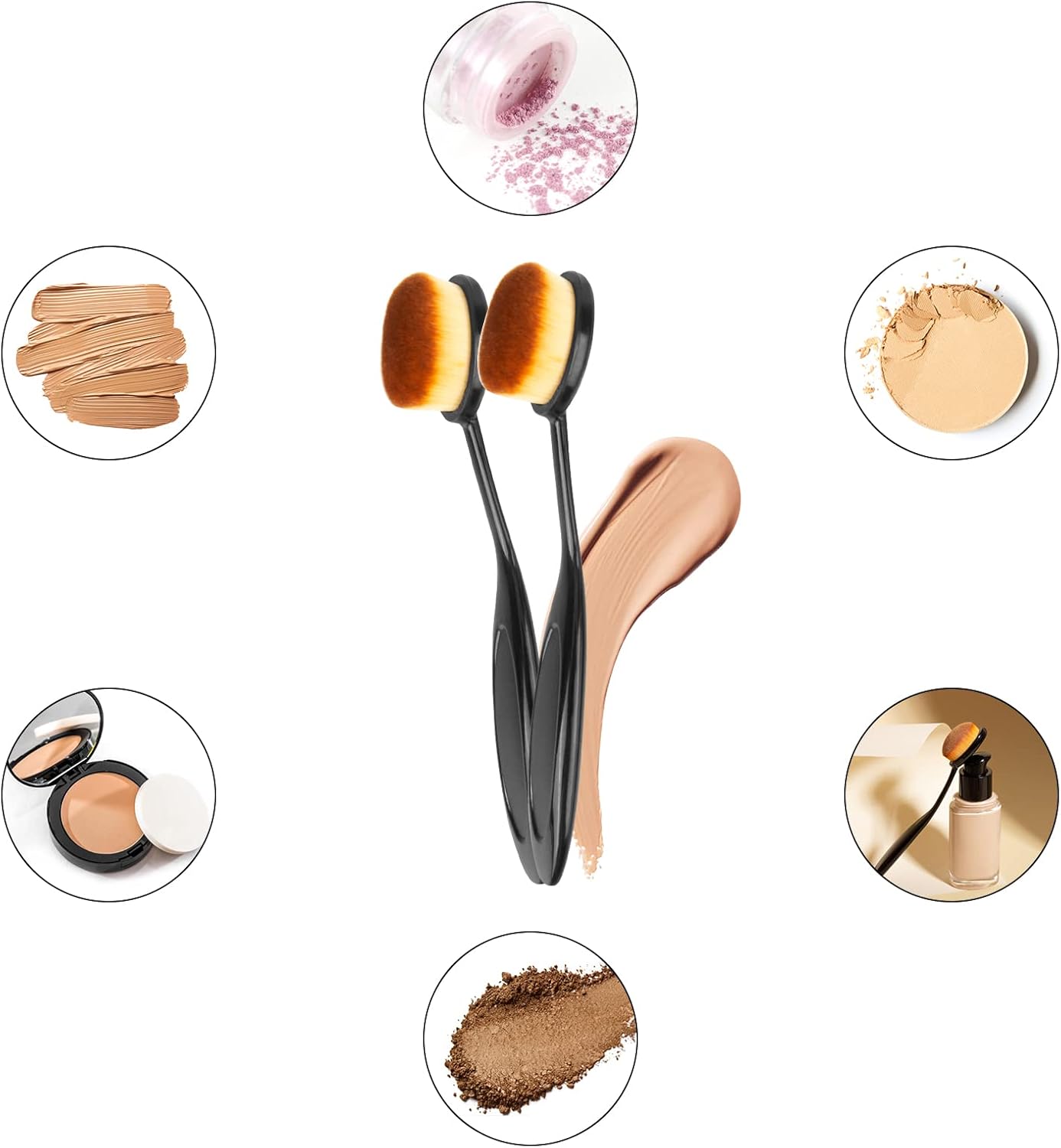 Pinceau de maquillage ovale de qualité supérieure : l'outil essentiel pour un teint parfait et un contouring maîtrisé – Image 6