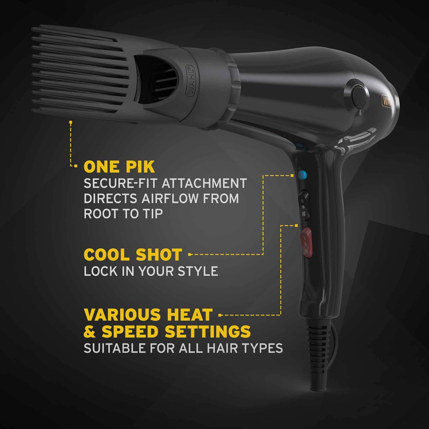 Sèche-cheveux pour femme : le Wahl PowerPik 5000 pour un séchage rapide et anti-frisottis des cheveux afro-caribéens – Image 2