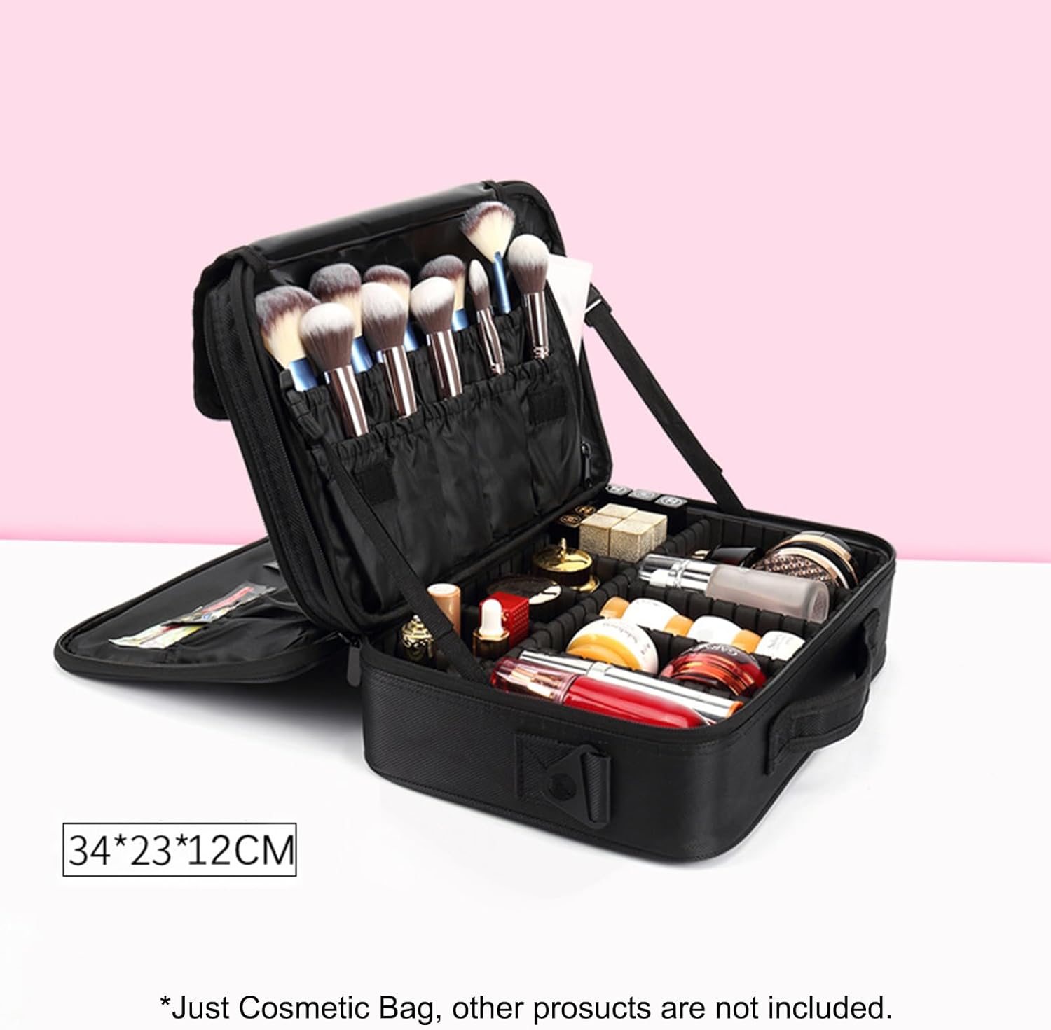 Trousse de maquillage de grande capacité : le sac parfait pour les professionnels de la beauté Découvrez la trousse de maquillage élégante de 34*23*12 cm, idéale pour les ongliers et les maquilleurs, avec ses séparateurs et sangles réglables pour une organisation optimale de vos produits de beauté. – Image 7
