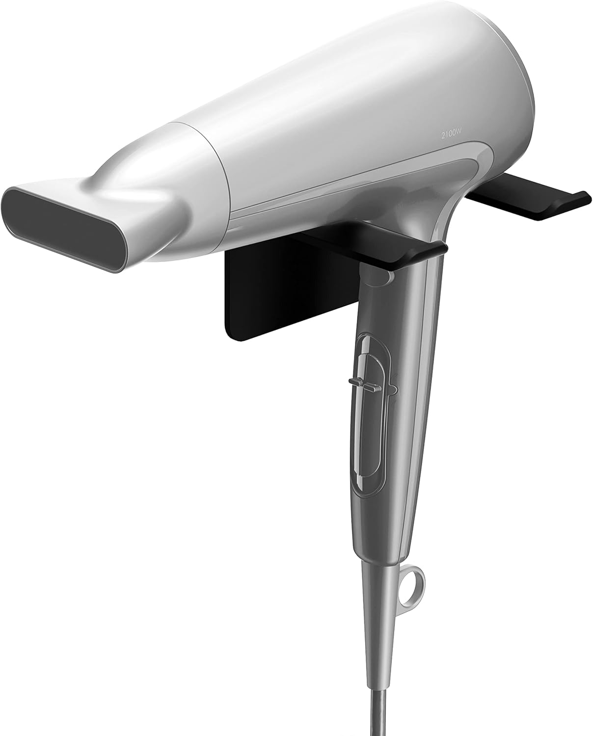 Porte sèche cheveux mural adhésif en inox noir : pour un rangement élégant et pratique dans votre salle de bain