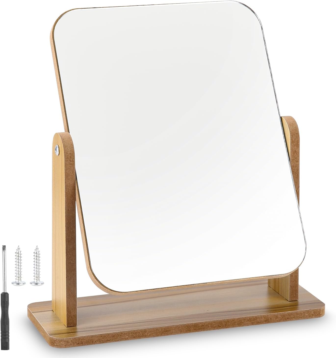 Petit miroir sur pied en bois : un accessoire élégant pour la coiffeuse, le bureau ou la chambre à coucher