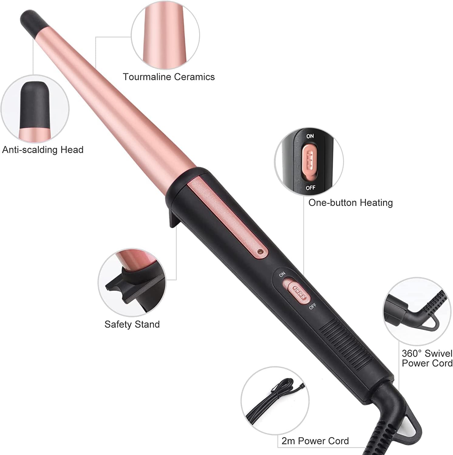 Fer à friser conique professionnel en céramique : pour des coiffures élégantes et durables à la maison – Image 2