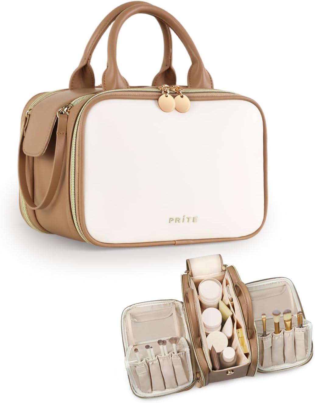 Trousse de maquillage pour voyage : grande capacité et compartiments pratiques pour un rangement organisé