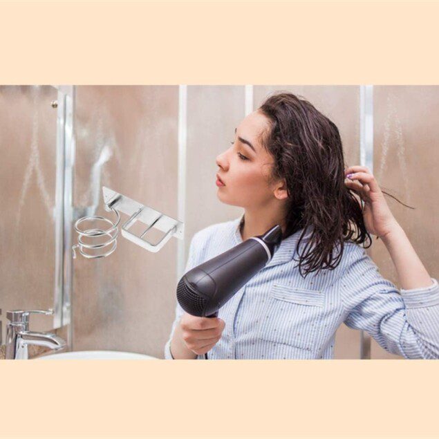 Support de sèche-cheveux en aluminium : l'étagère murale idéale pour un rangement élégant dans votre salle de bain
