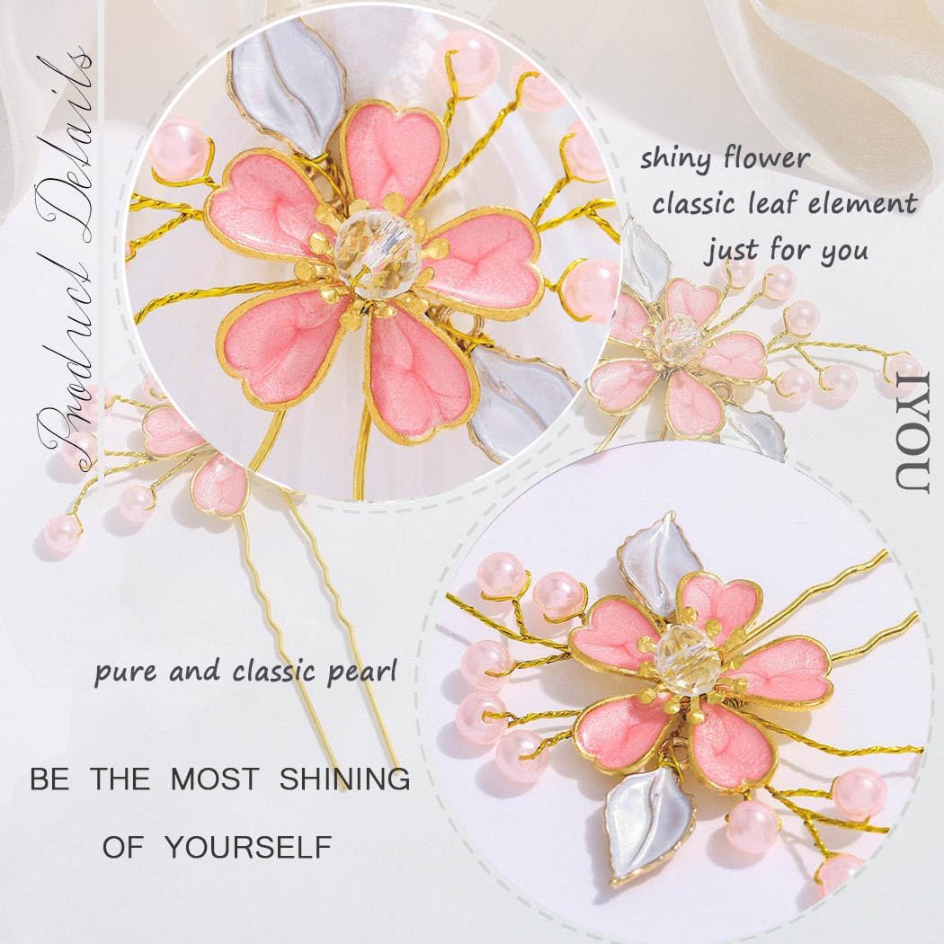 Épingles à cheveux en rose et perle : accessoires élégants pour mariées et demoiselles d’honneur – Image 3
