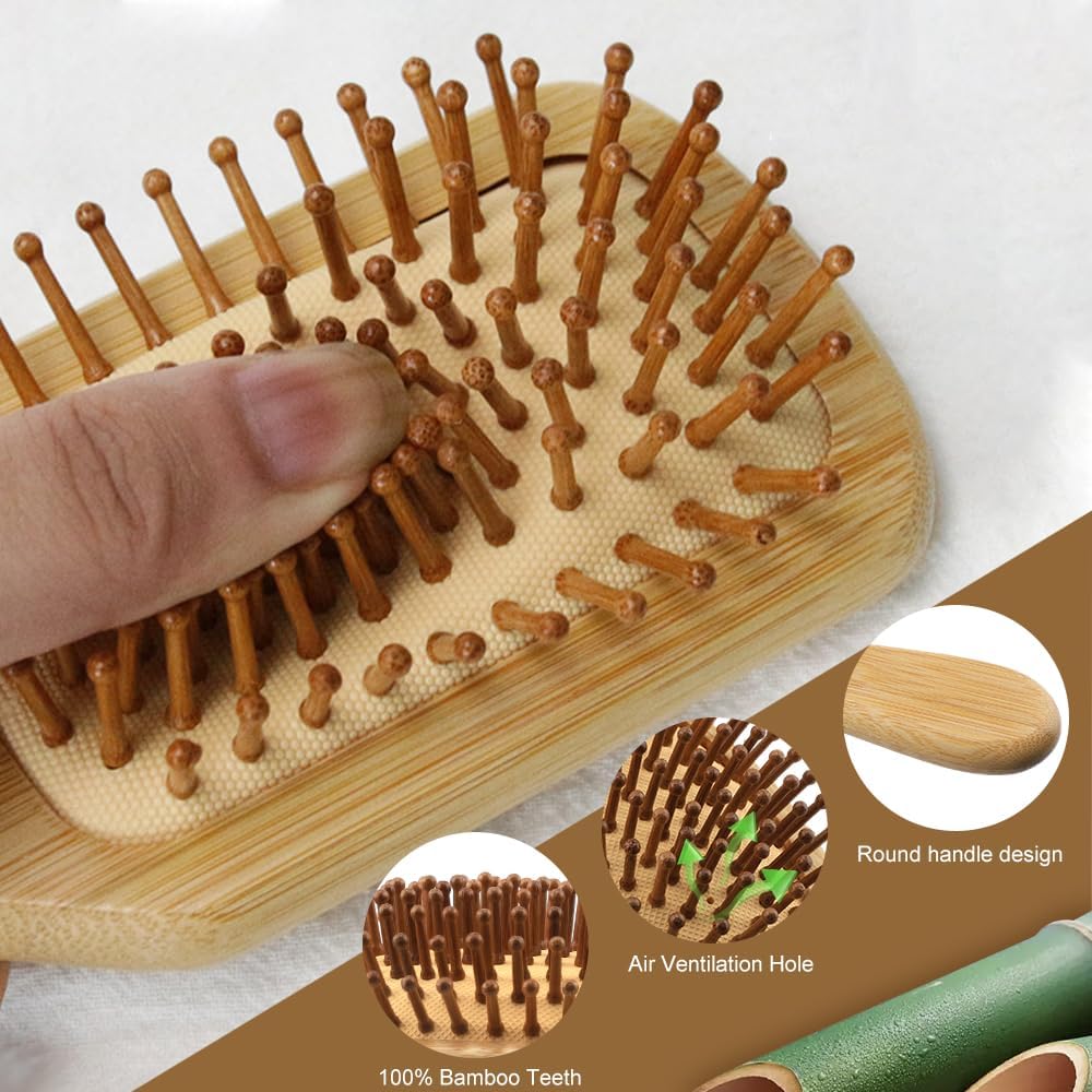 Brosse en bambou pour cheveux : un soin antistatique et anti-frisottis pour toute la famille – Image 3