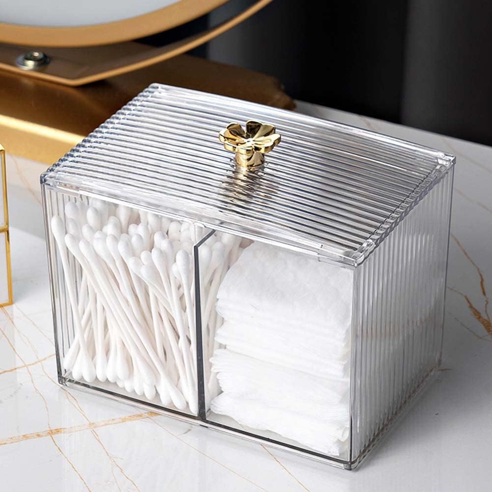 Boite en acrylique transparent pour coton-tige : rangement élégant pour salle de bain et chambre à coucher – Image 2