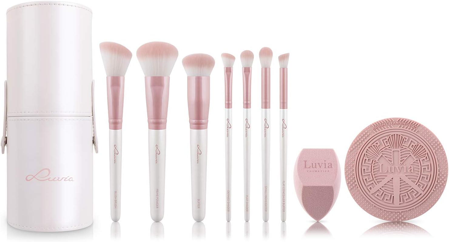 Set de pinceaux de maquillage pour passionnées de beauté : 7 outils essentiels avec rangement, éponge Blender et tapis de nettoyage – Image 2