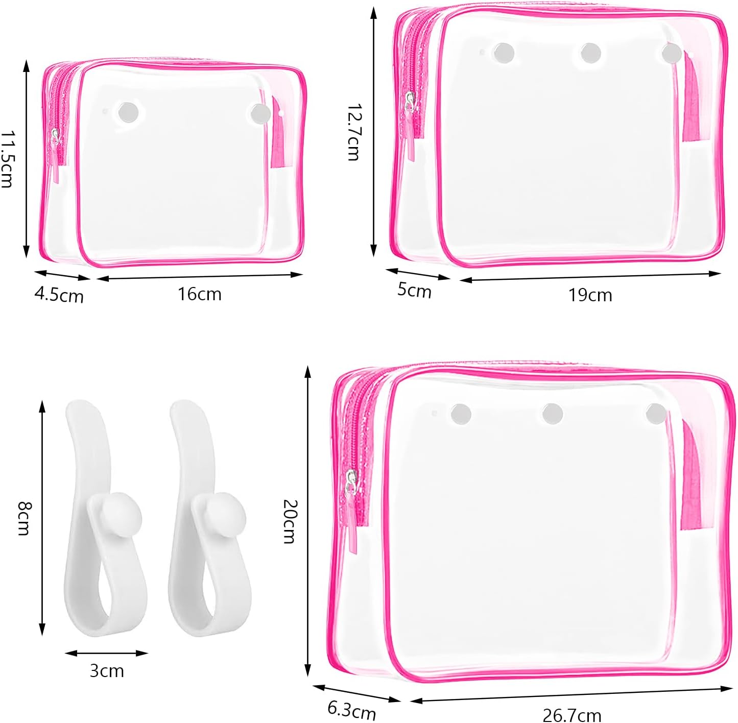 Pochettes intérieures transparentes : lot de 2 crochets d'insertion pour un rangement moderne et pratique des cosmétiques en voyage – Image 2