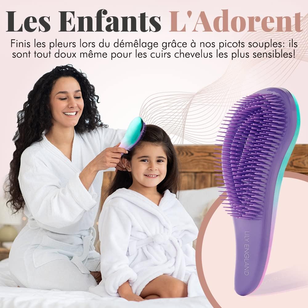 Brosse démêlante et peigne : la solution idéale pour femmes et enfants Découvrez la meilleure brosse démêlante pour cheveux mouillés, secs et bouclés – Image 3